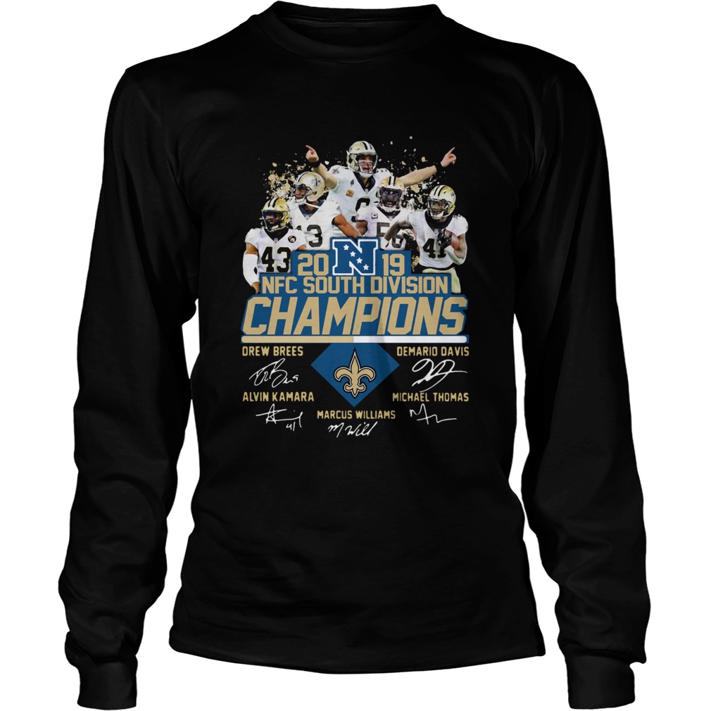 New Orleans Saints 2019 NFC South Division Champions players signature LongSleeve