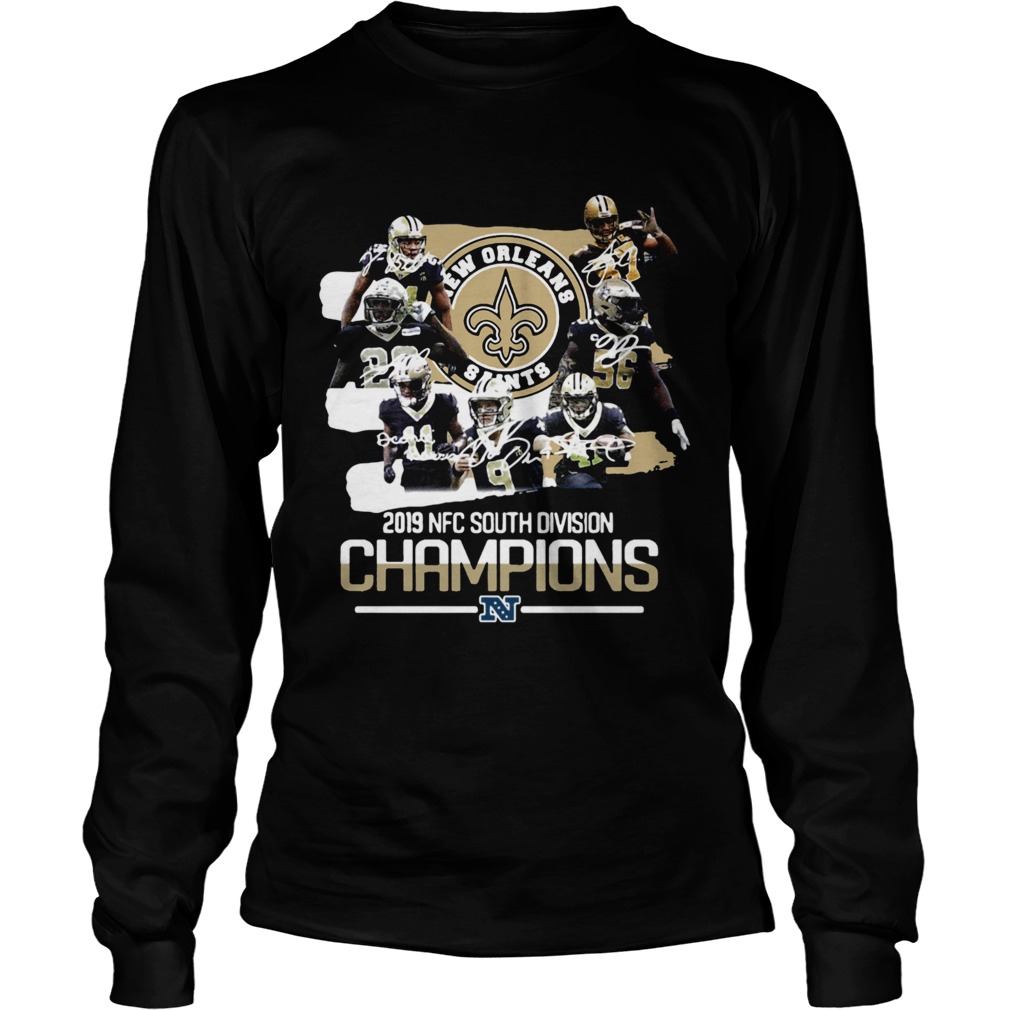 New Orleans Saints 2019 NFC South Division Champions signature LongSleeve