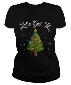 Nice Lets Get Lit Christmas Tree Funny Drinking  Classic Ladies