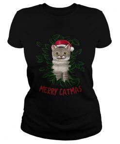 Nice Merry Catmas Christmas Cat Santa Hat Cute Cat Lover  Classic Ladies