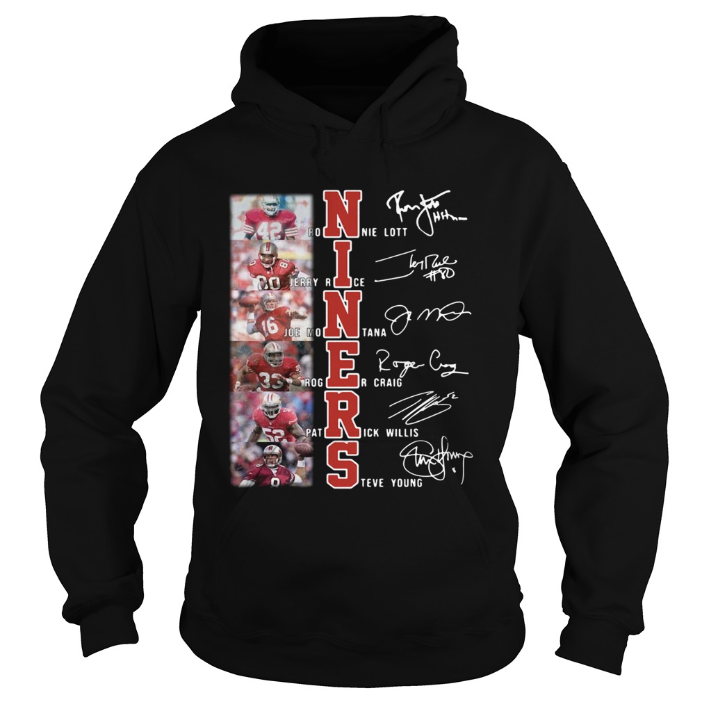 Niners Ronnie Lott Jerry Rice Joe Montana signatures Hoodie