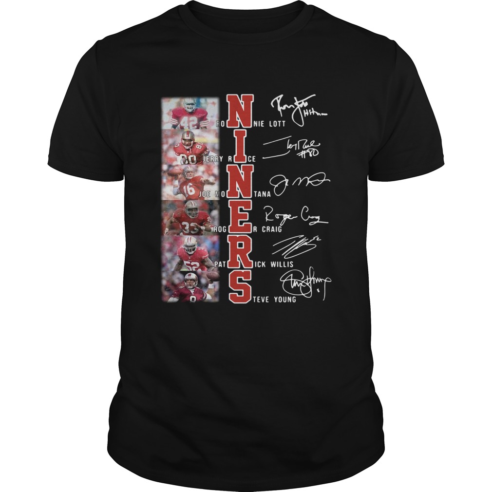 Niners Ronnie Lott Jerry Rice Joe Montana signatures shirt