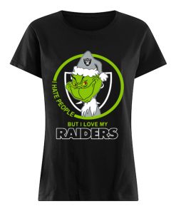 Oakland Raiders NFL Christmas Grinch Santa I Hate People But I Love My Raiders  Classic Women's T-shirt