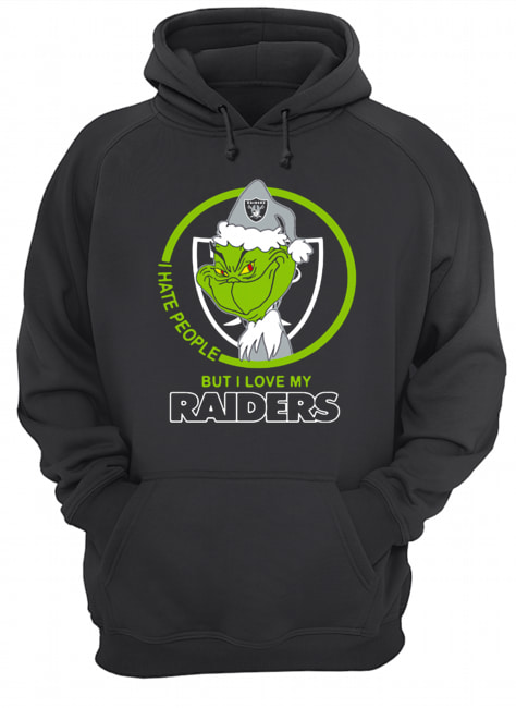 Oakland Raiders NFL Christmas Grinch Santa I Hate People But I Love My Raiders Unisex Hoodie