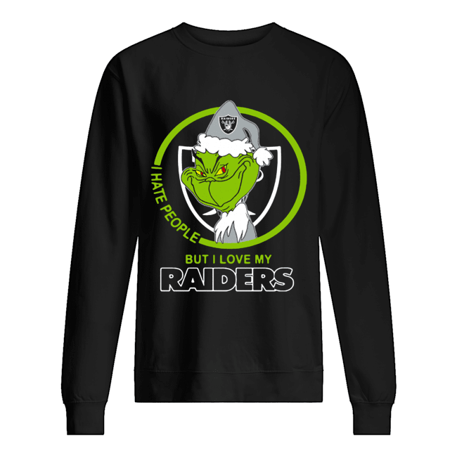 Oakland Raiders NFL Christmas Grinch Santa I Hate People But I Love My Raiders Unisex Sweatshirt