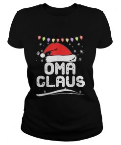 Oma Claus Christmas Family Pajama Santa Hat Lights Grandma  Classic Ladies