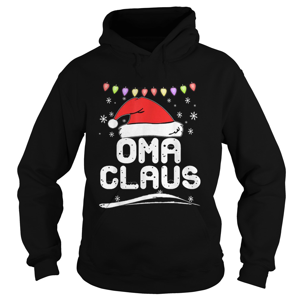 Oma Claus Christmas Family Pajama Santa Hat Lights Grandma Hoodie