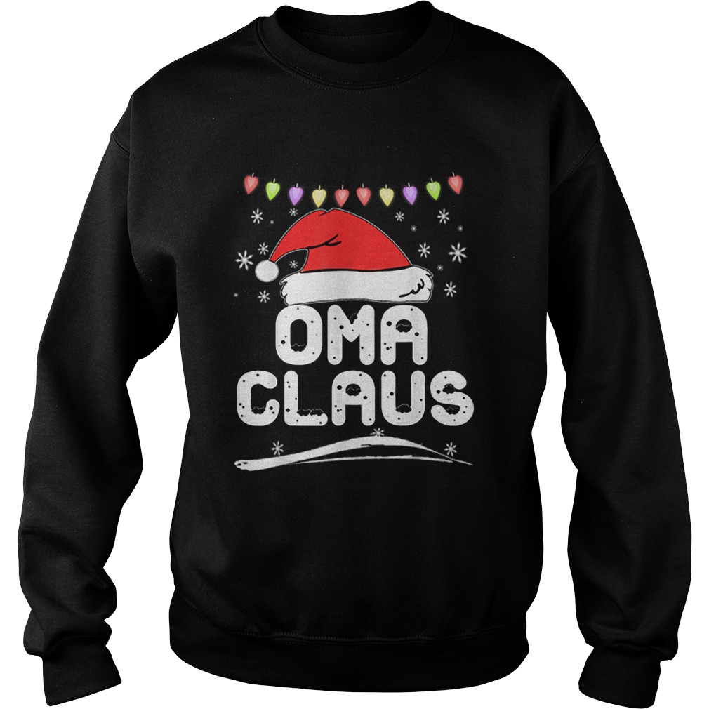 Oma Claus Christmas Family Pajama Santa Hat Lights Grandma Sweatshirt