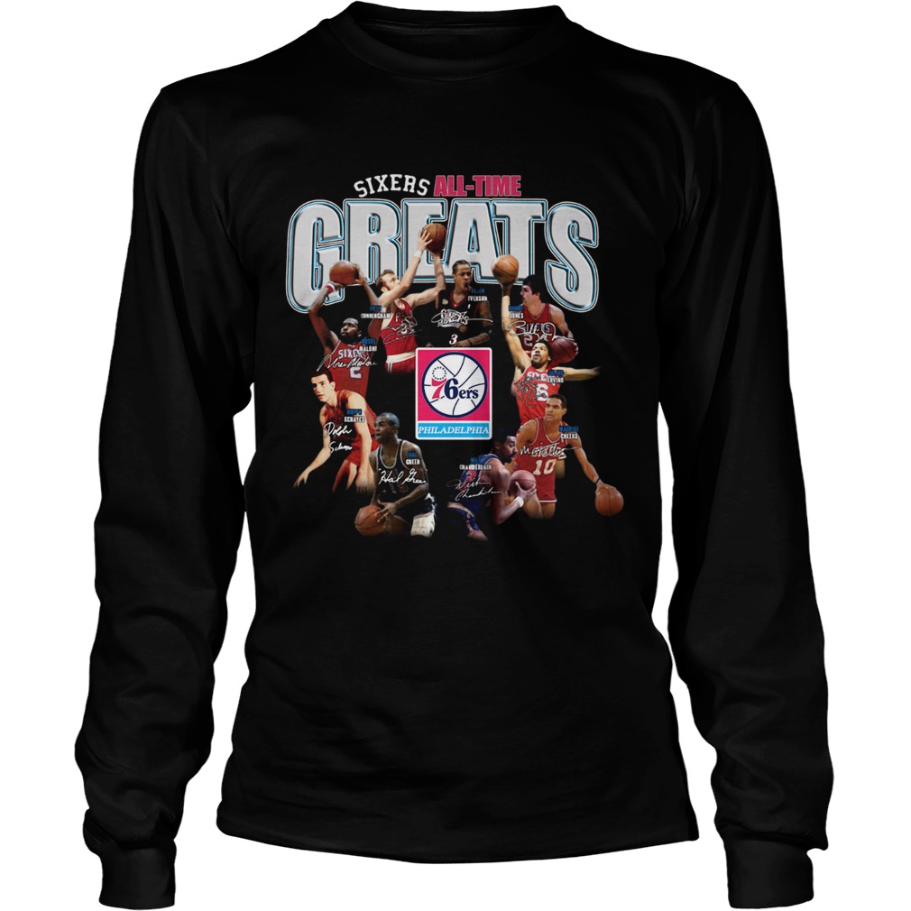 Philadelphia 76ers alltime Greats Players Signatures LongSleeve