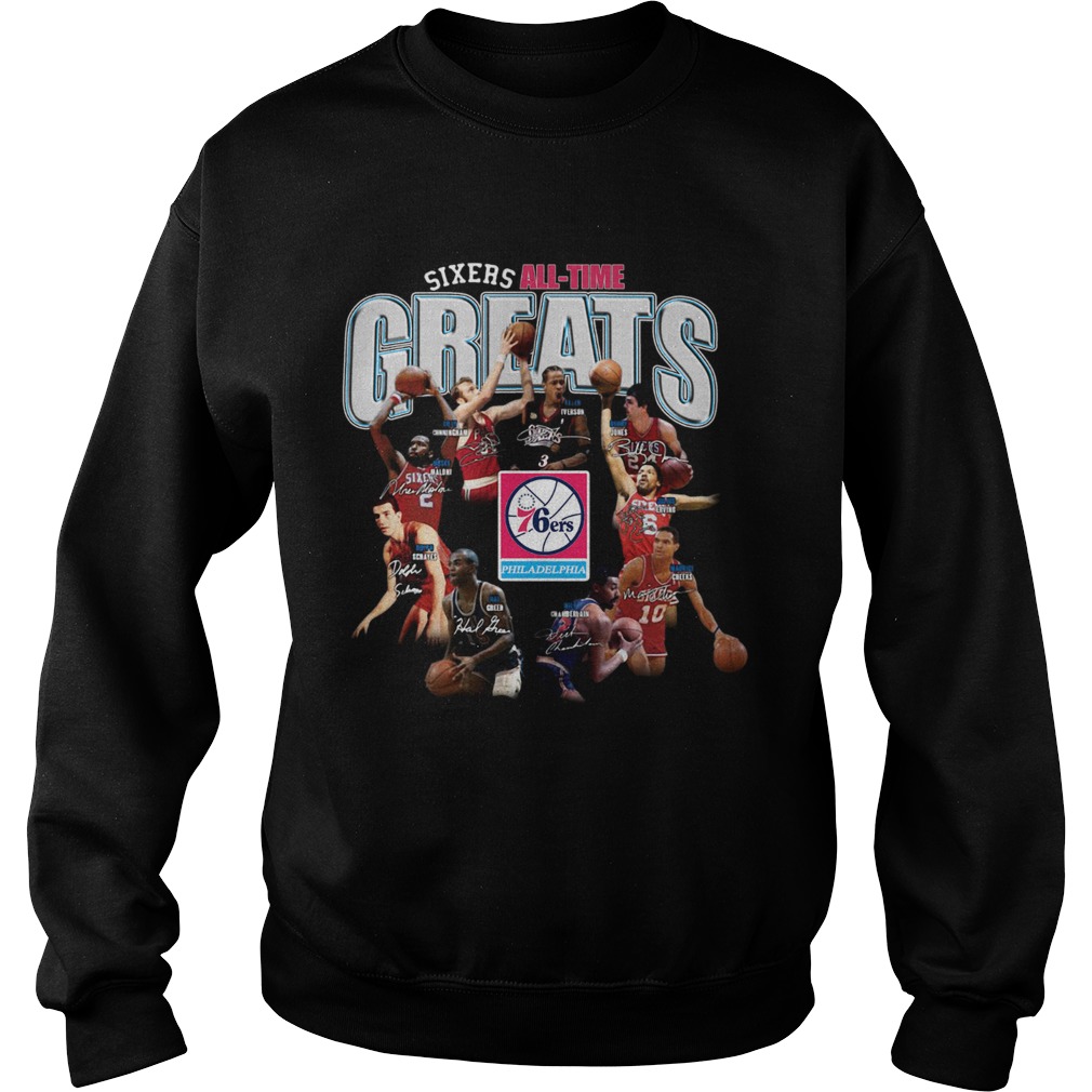 Philadelphia 76ers alltime Greats Players Signatures Sweatshirt