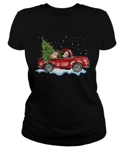 Pitbull Dog Pickup Truck Christmas  Classic Ladies