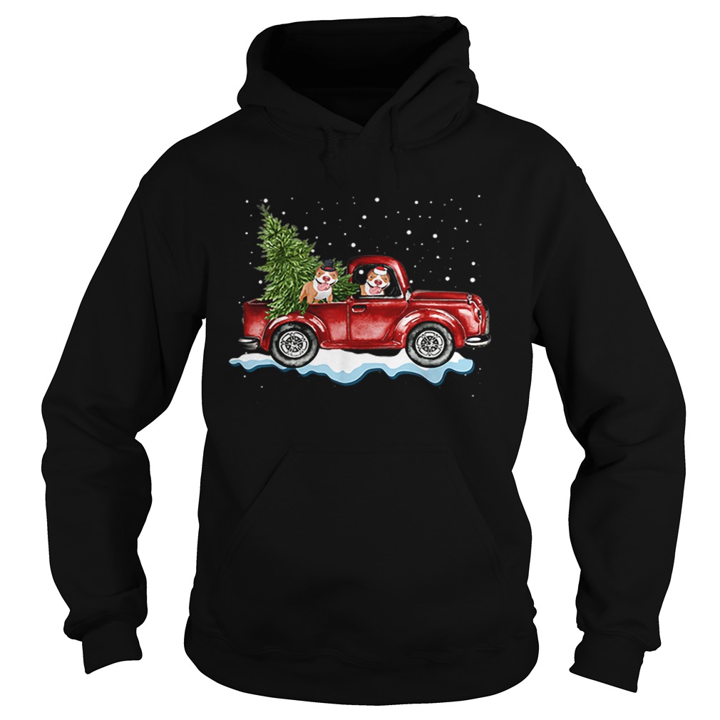 Pitbull Dog Pickup Truck Christmas Hoodie