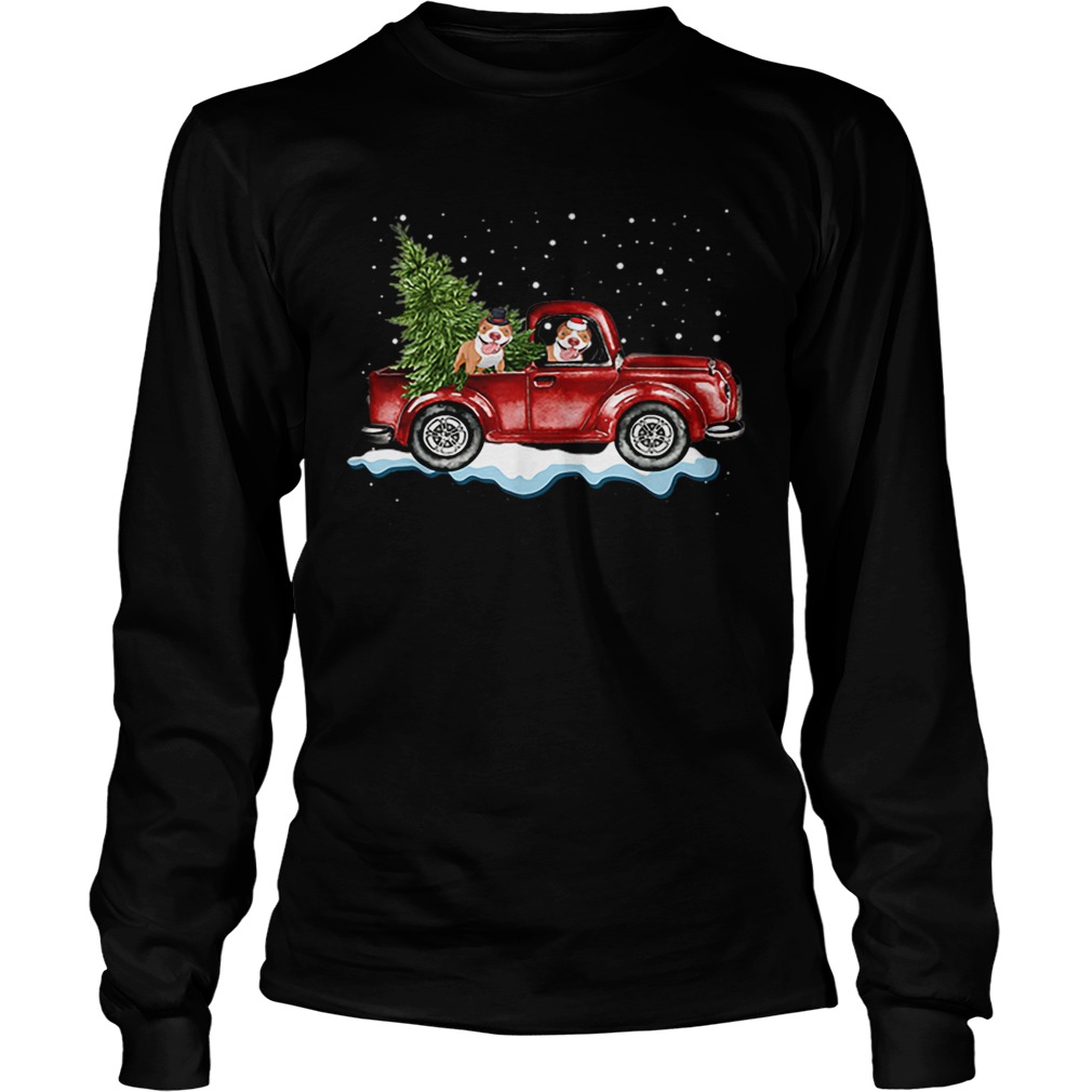 Pitbull Dog Pickup Truck Christmas LongSleeve