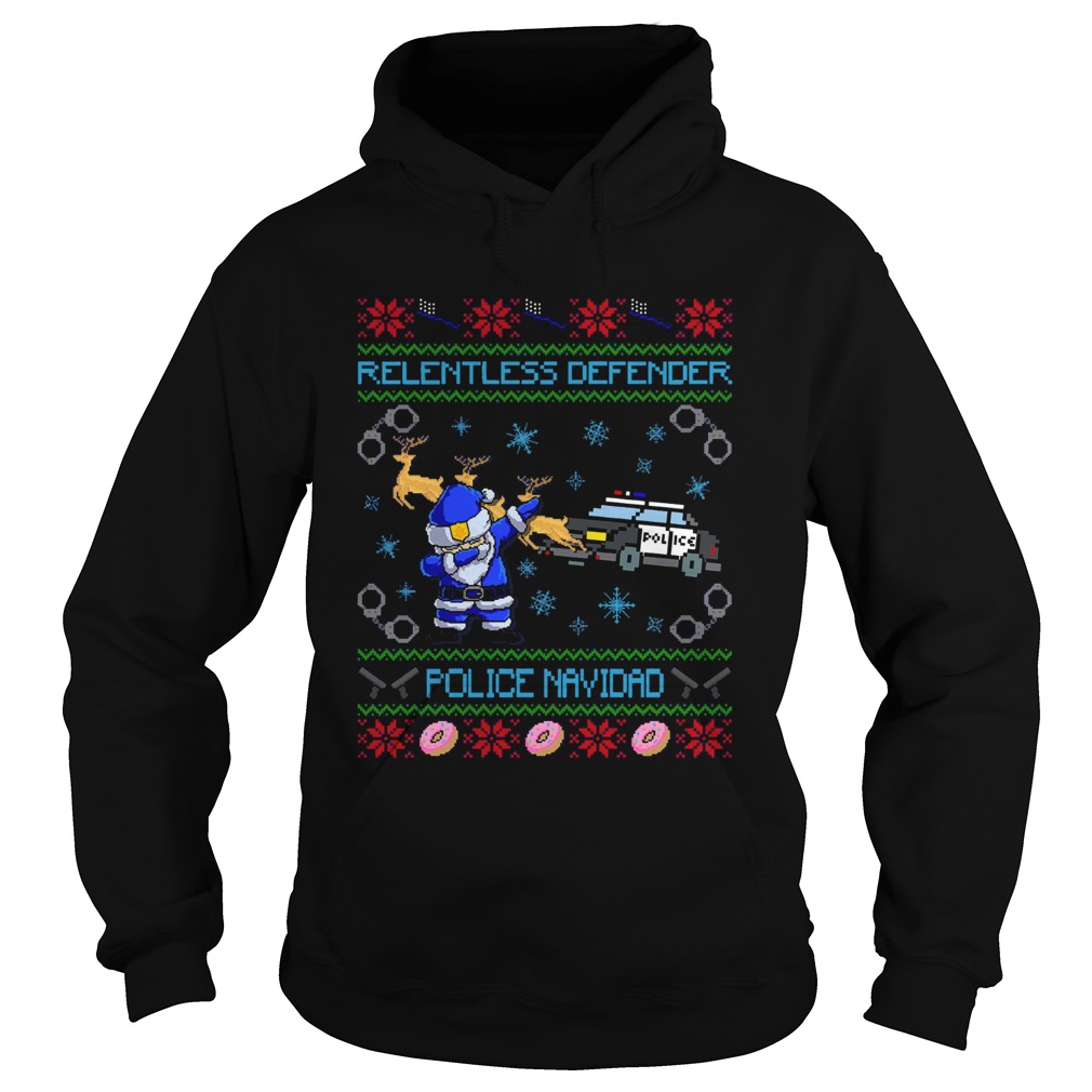 Police Santa Dabbing Relentless Defender Police Navidad Ugly Christmas Hoodie