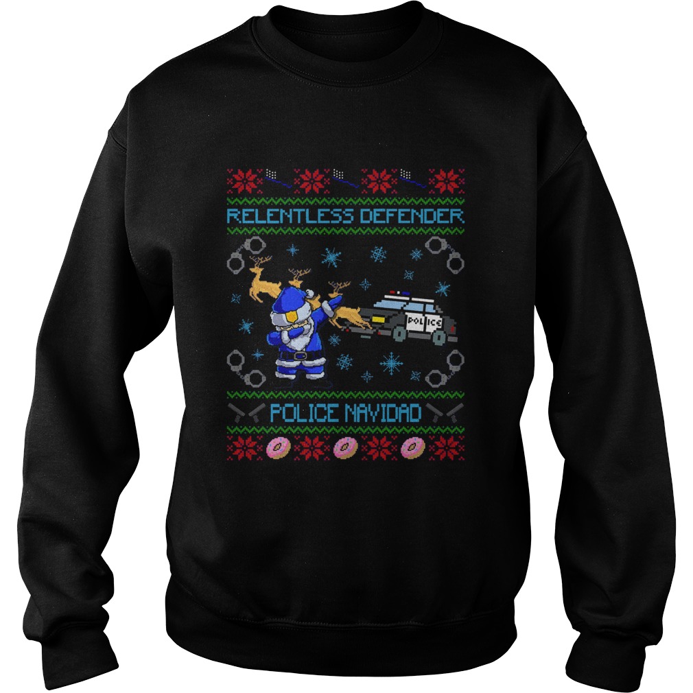 Police Santa Dabbing Relentless Defender Police Navidad Ugly Christmas Sweatshirt