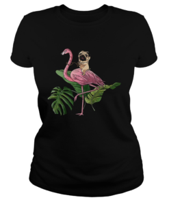 Pug Dog Riding Flamingo  Classic Ladies