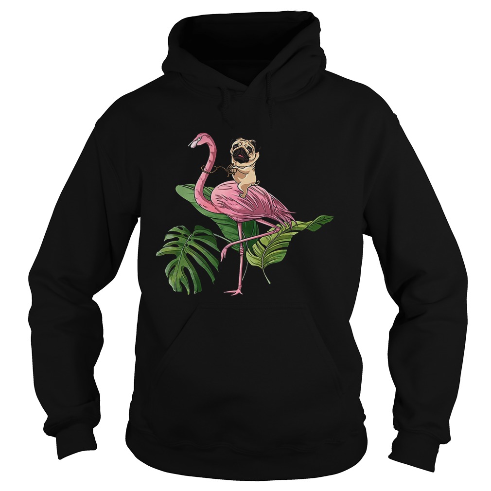 Pug Dog Riding Flamingo Hoodie