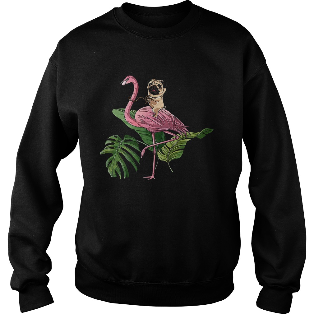 Pug Dog Riding Flamingo Sweatshirt