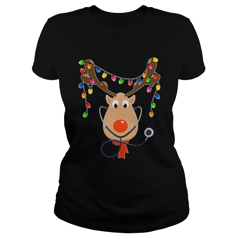 Reindeer Nurse With Stethoscope Christmas Classic Ladies