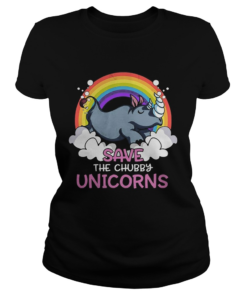 Rhino save the chubby unicorns rainbow  Classic Ladies