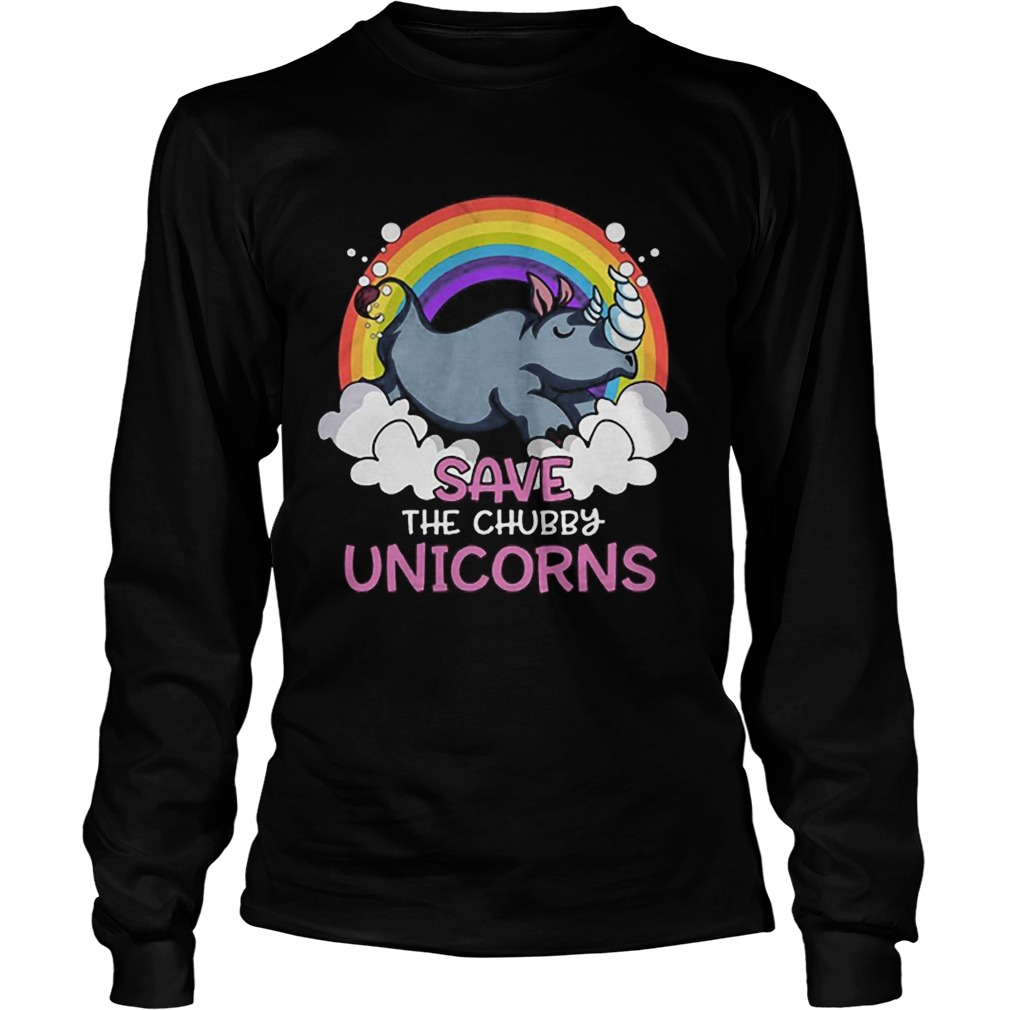 Rhino save the chubby unicorns rainbow LongSleeve