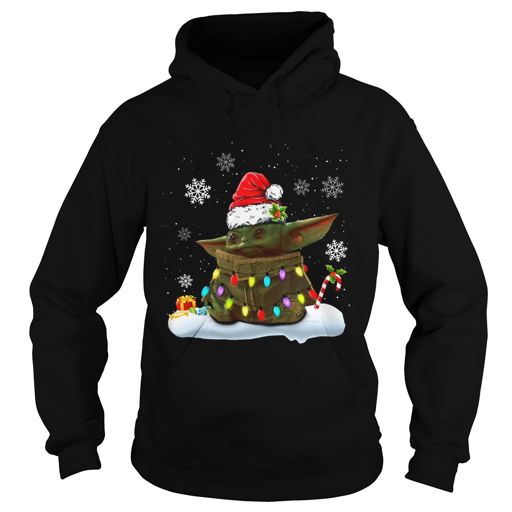 Santa Baby Yoda Christmas Light Hoodie