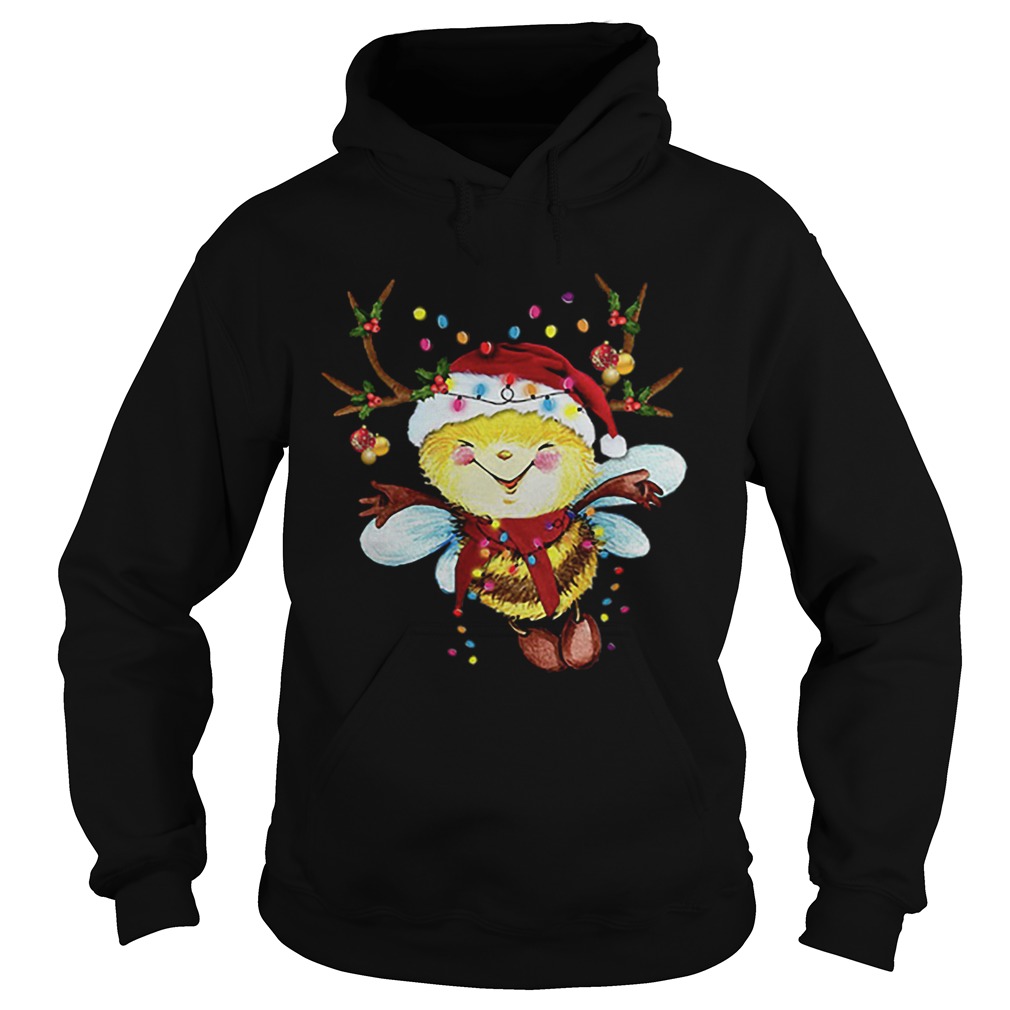 Santa Bee Reindeer Light Christmas Hoodie