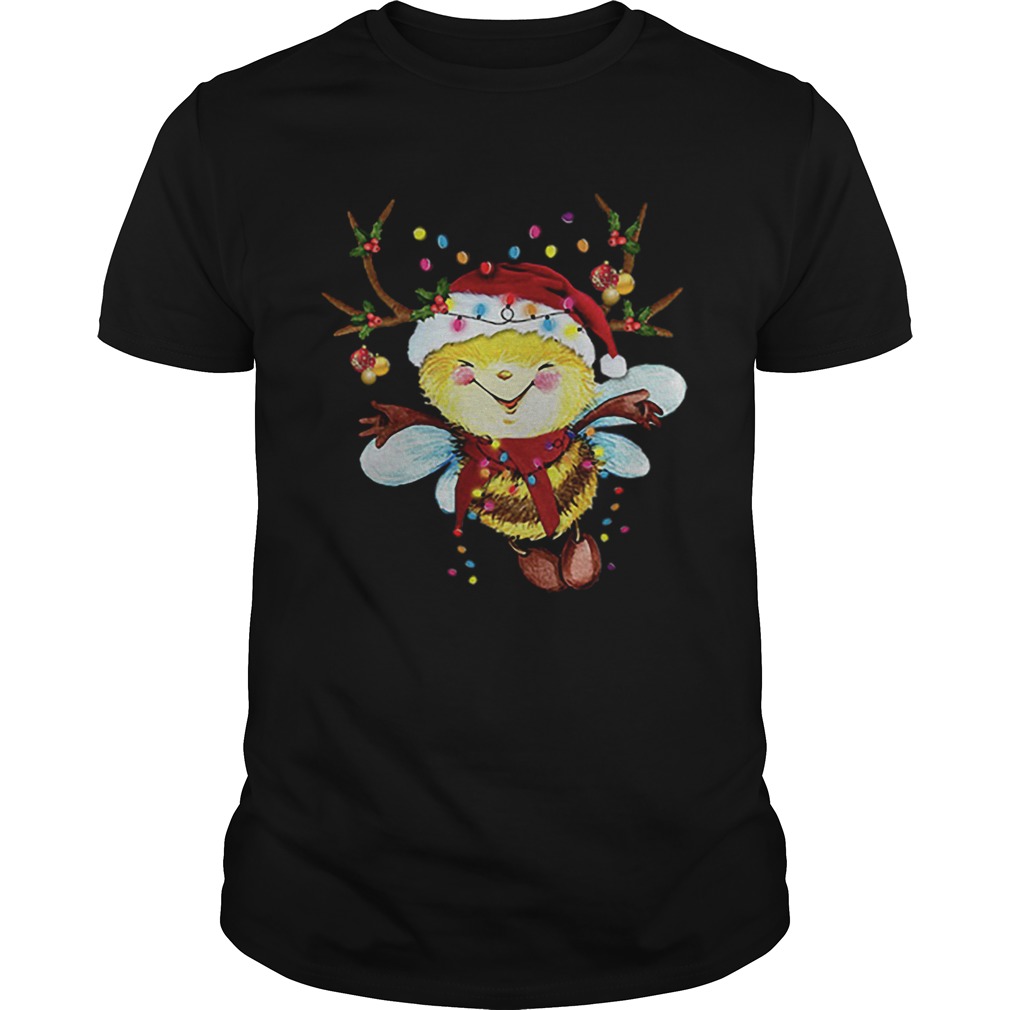 Santa Bee Reindeer Light Christmas shirt