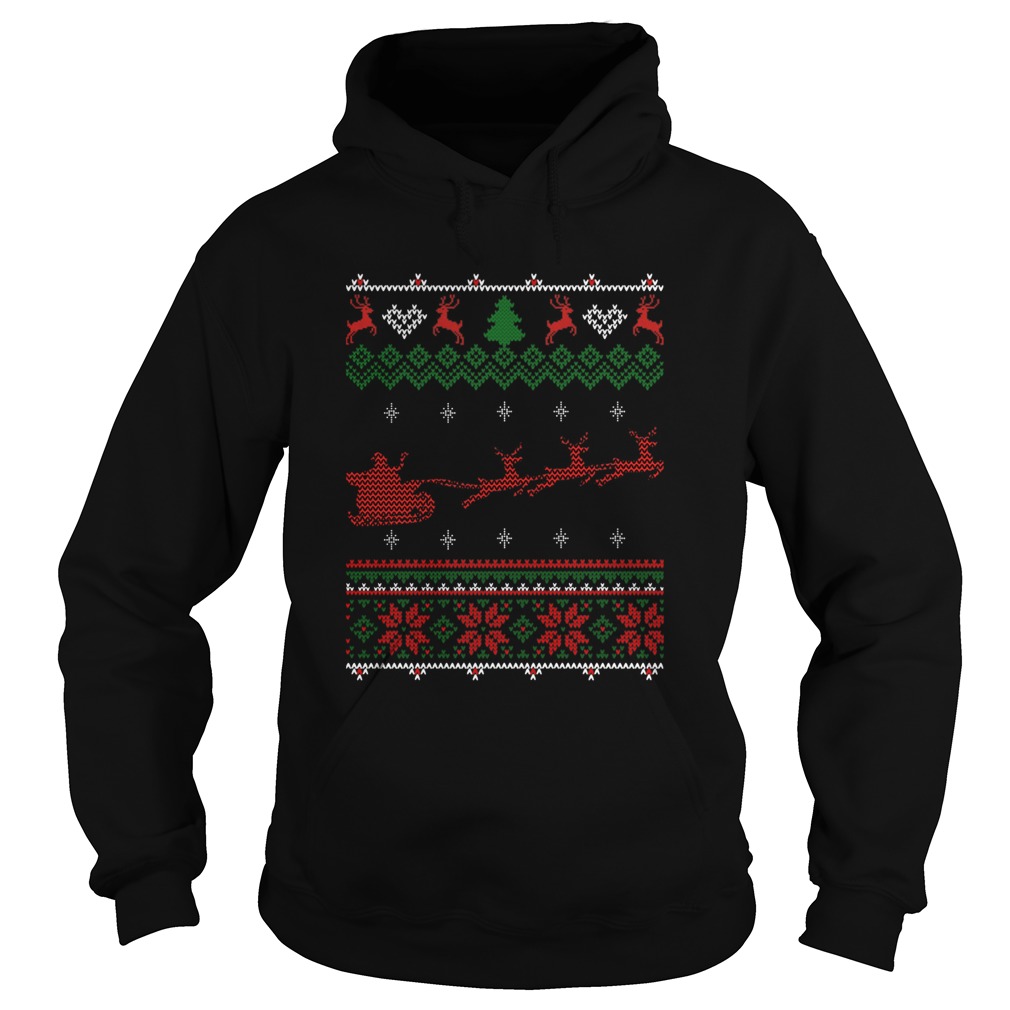 Santa Claus And Deers Ugly Christmas Hoodie