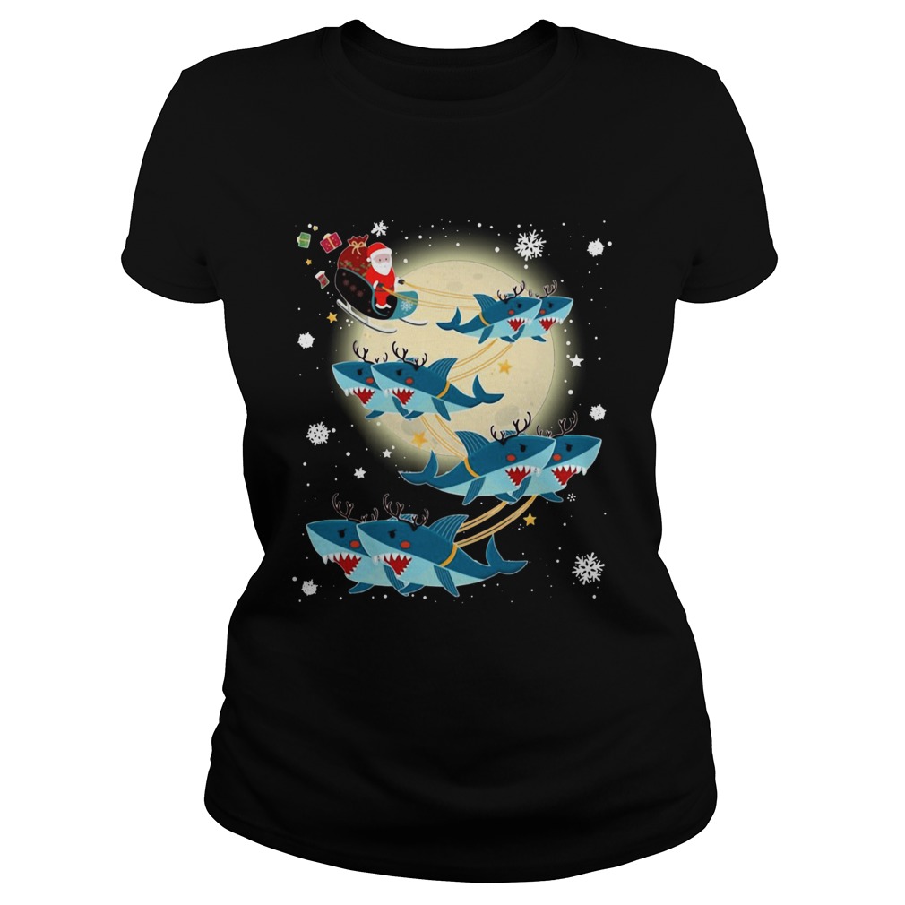 Santa Claus Riding Shark Reindeer Christmas Classic Ladies