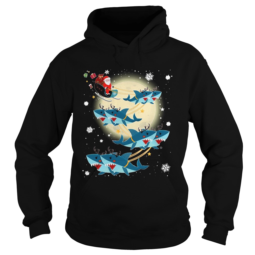 Santa Claus Riding Shark Reindeer Christmas Hoodie