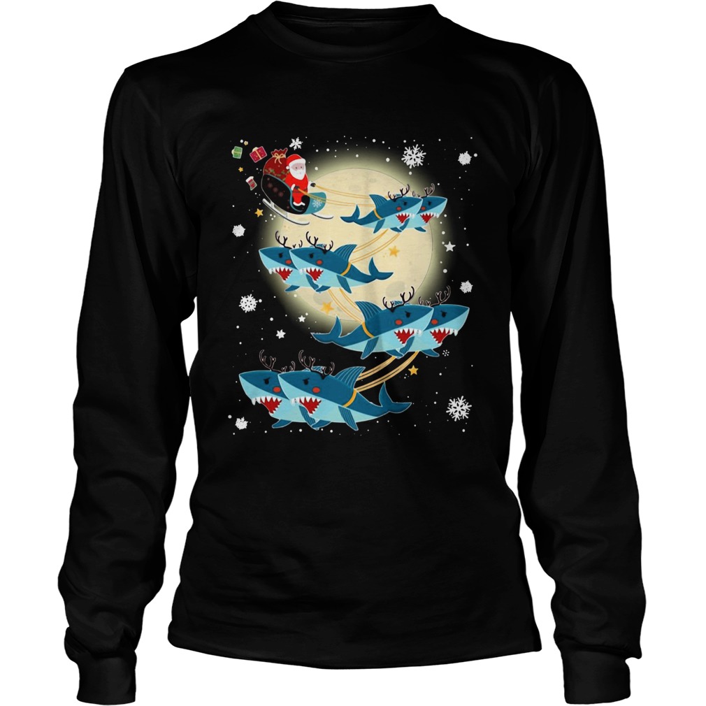 Santa Claus Riding Shark Reindeer Christmas LongSleeve