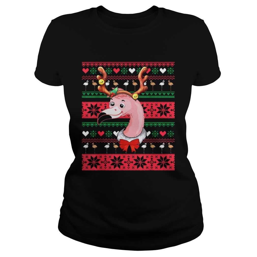 Santa Flamingo Reindeer ugly christmas Classic Ladies