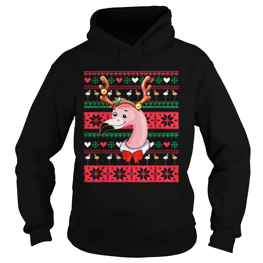 Santa Flamingo Reindeer ugly christmas Hoodie