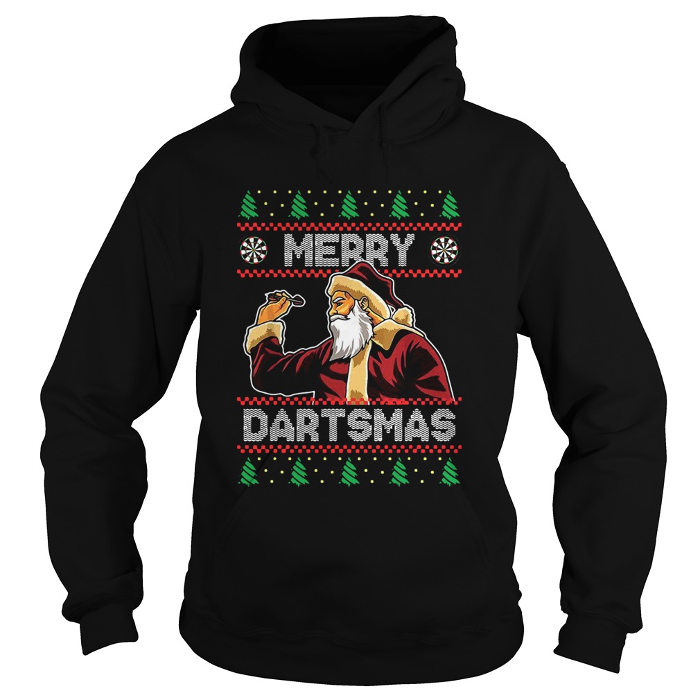 Santa Plays Darts Merry Dartsmas Ugly Christmas Hoodie