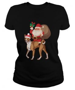 Santa Riding Basenji Christmas Pajama Gift  Classic Ladies