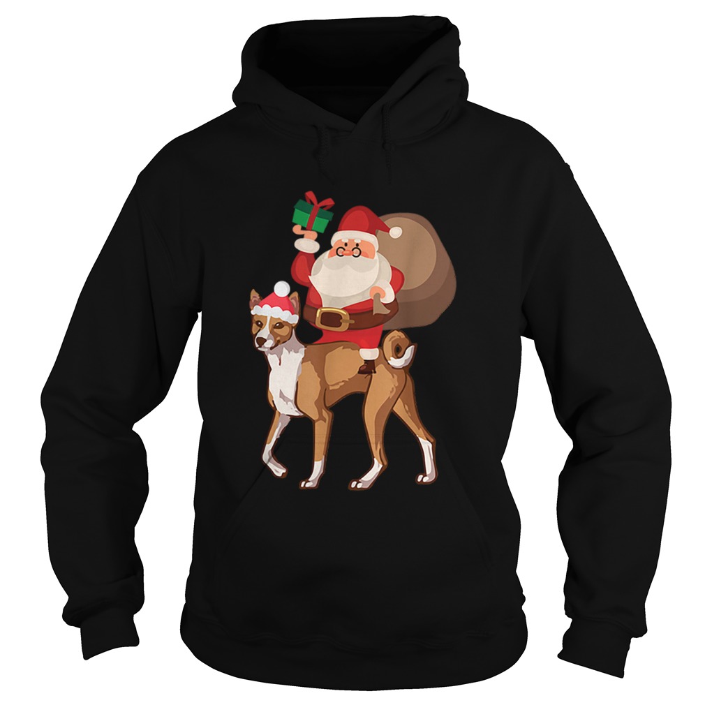 Santa Riding Basenji Christmas Pajama Gift Hoodie