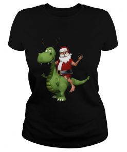 Santa Riding T Rex Dinosaur Reindeer Christmas  Classic Ladies