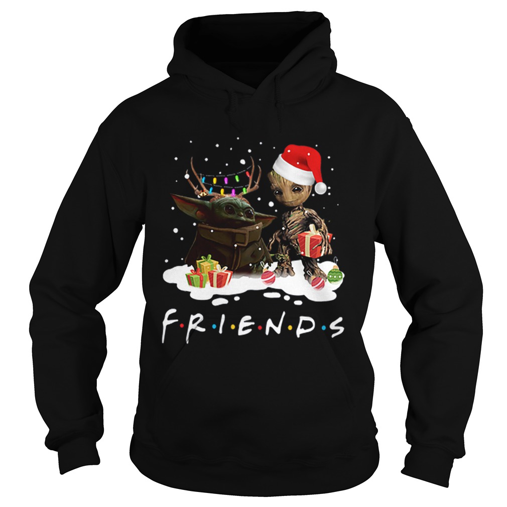 Santa baby Yoda and baby Groot Reindeer light christmas Hoodie