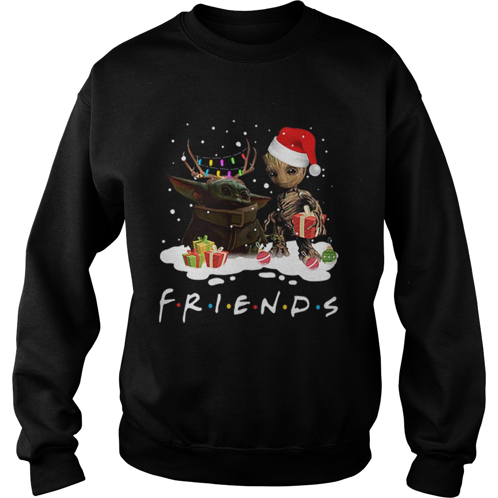 Santa baby Yoda and baby Groot Reindeer light christmas Sweatshirt