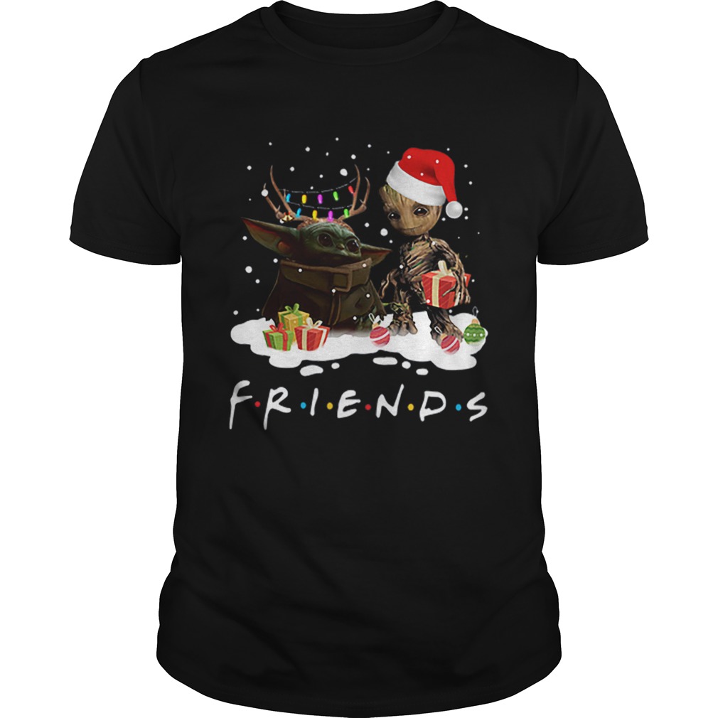 Santa baby Yoda and baby Groot Reindeer light christmas shirt