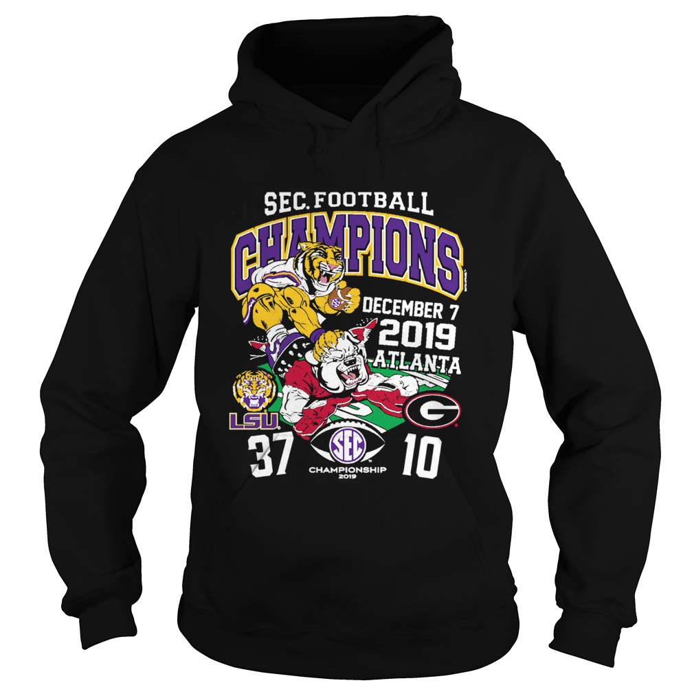 Sec Football Champions LSU Tigers Georgia Bulldogs Score December 7 2019 Atlanta Hoodie