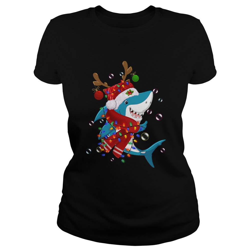 Shark Reindeer In Santa Hat Christmas Classic Ladies