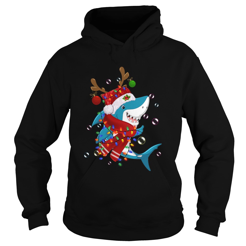 Shark Reindeer In Santa Hat Christmas Hoodie