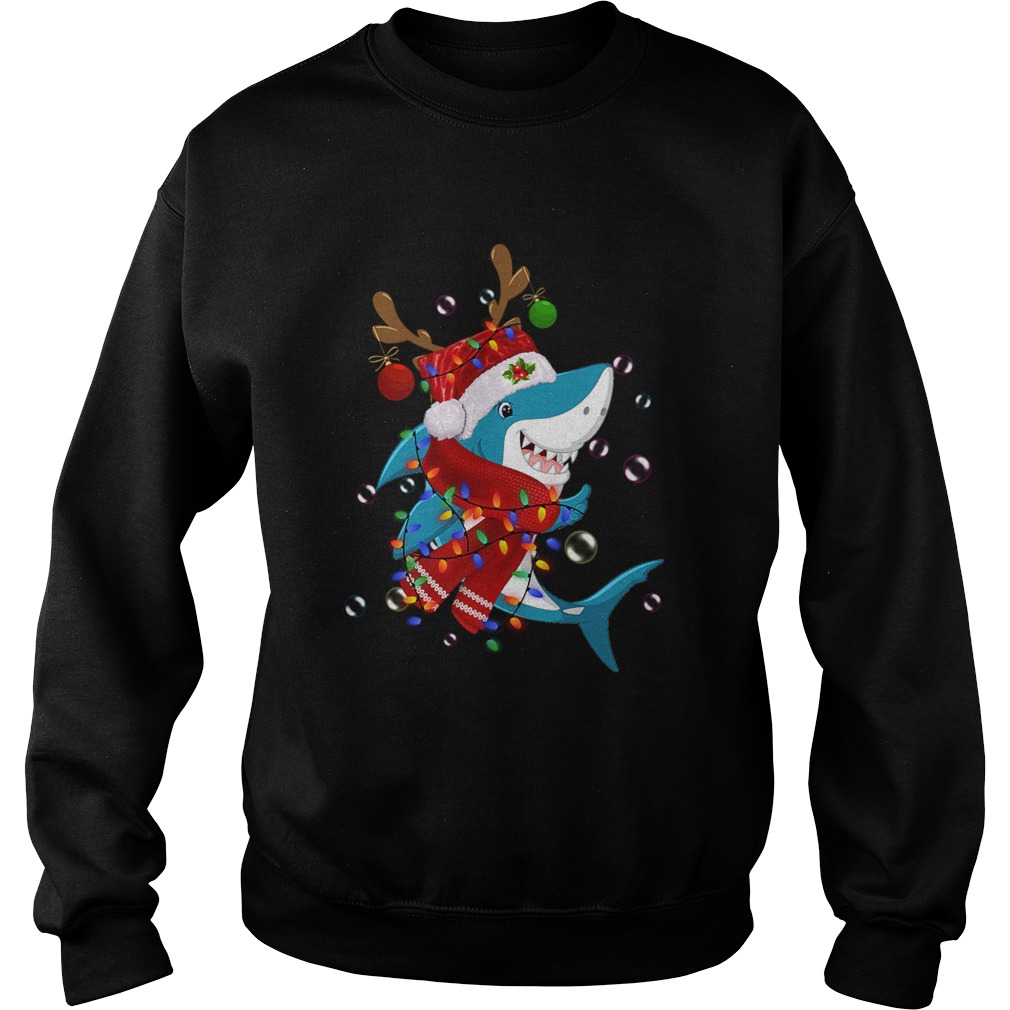 Shark Reindeer In Santa Hat Christmas Sweatshirt