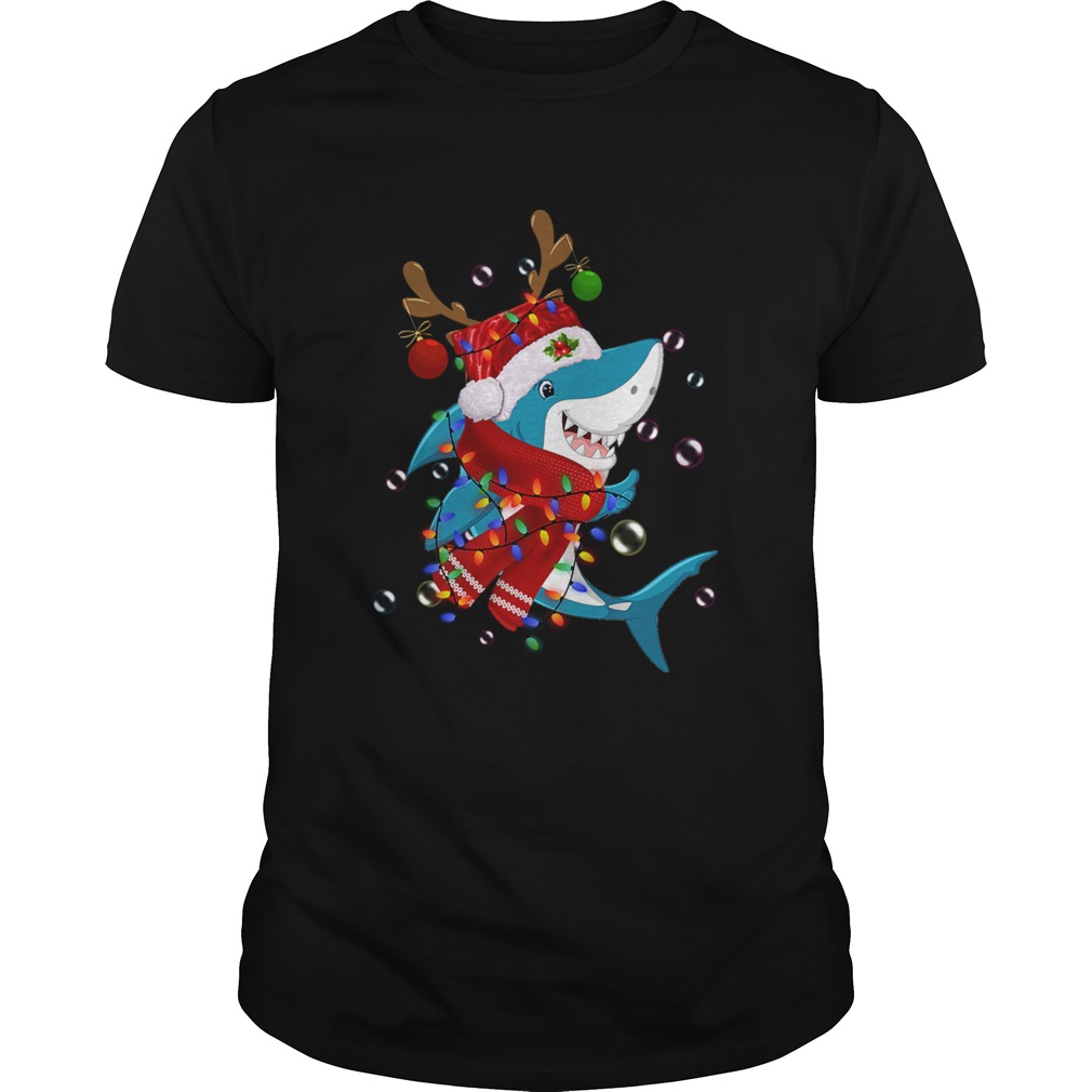 Shark Reindeer In Santa Hat Christmas shirt