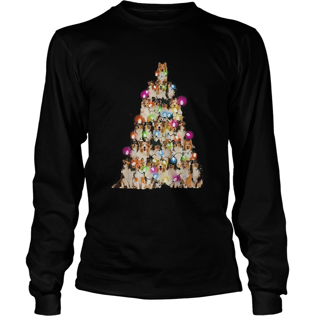 Sheltie paws tree Christmas lights LongSleeve