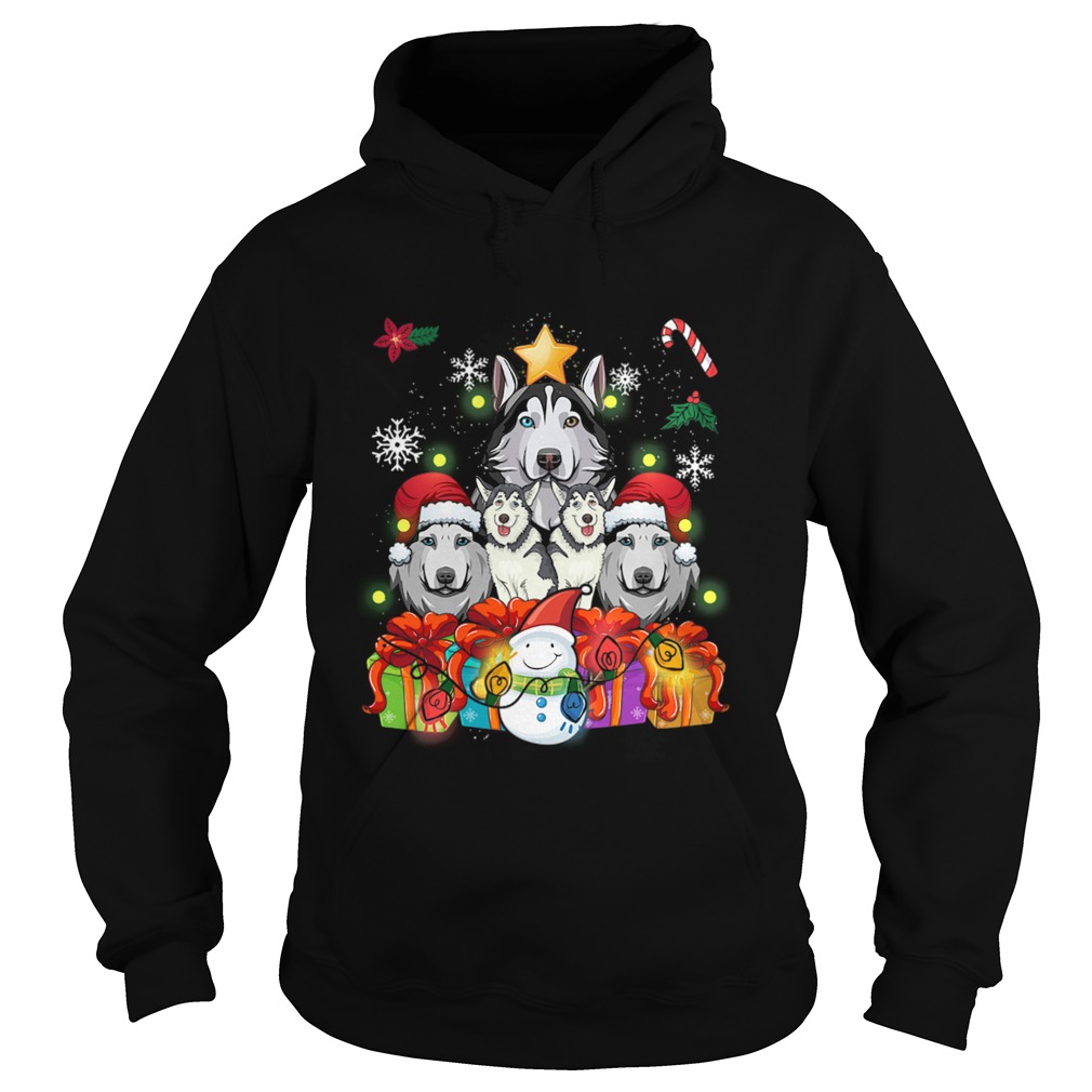 Siberian Husky Christmas Tree Decor Gift Paws Xmas Hoodie