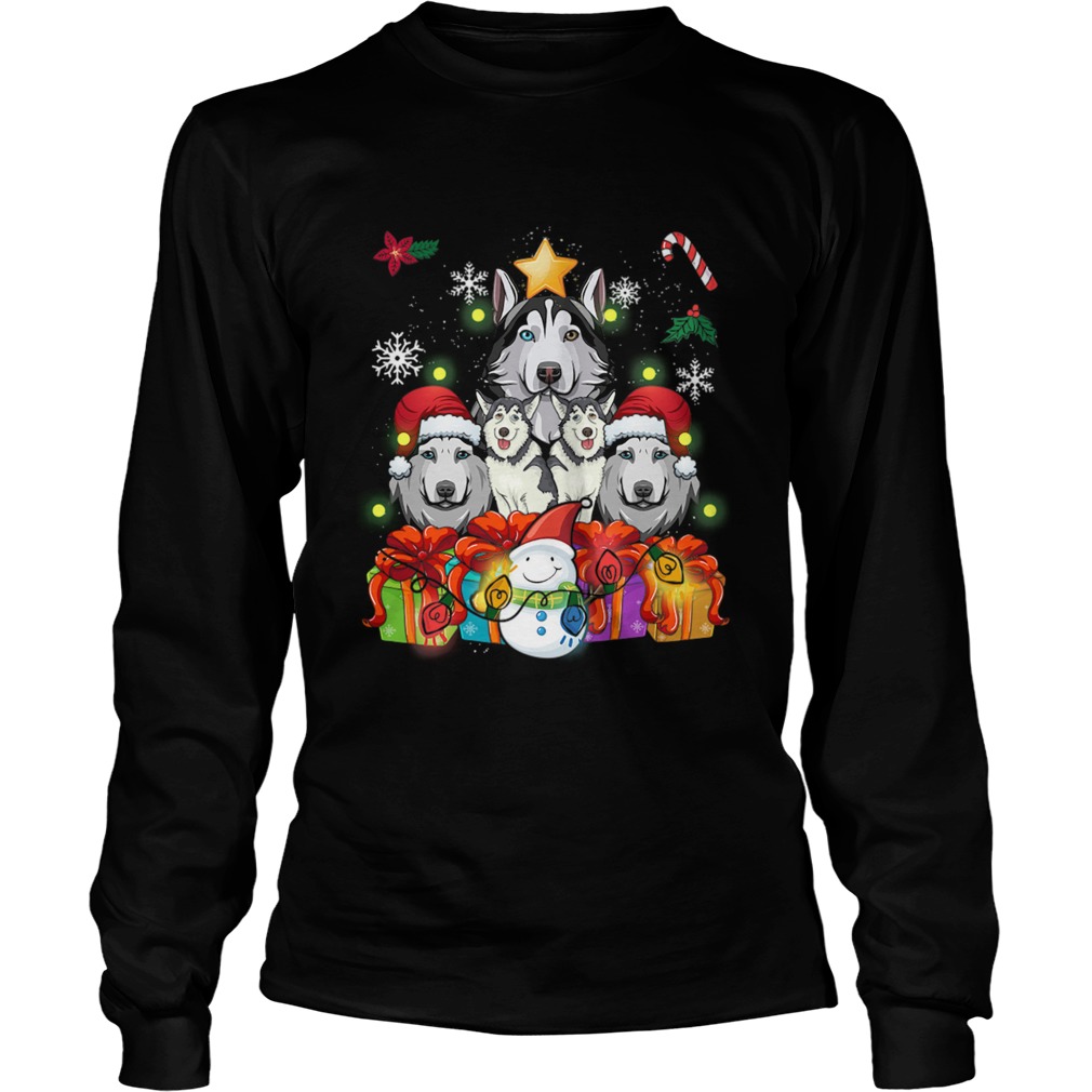 Siberian Husky Christmas Tree Decor Gift Paws Xmas LongSleeve