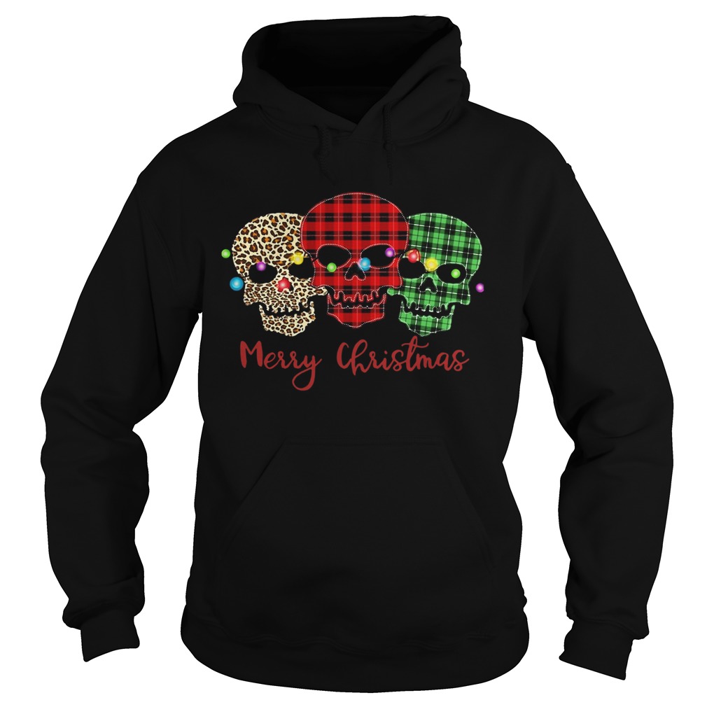 Skulls Leopard Plaid Printed Merry Christmas Hoodie